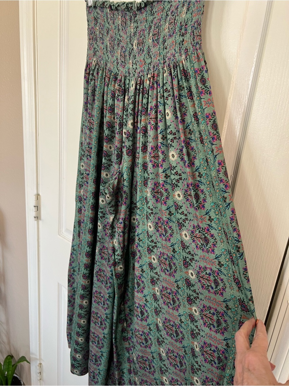 Natural Life Smocked Wide Leg Palazzo Pants Floral Boho L - Picture 4 of 12